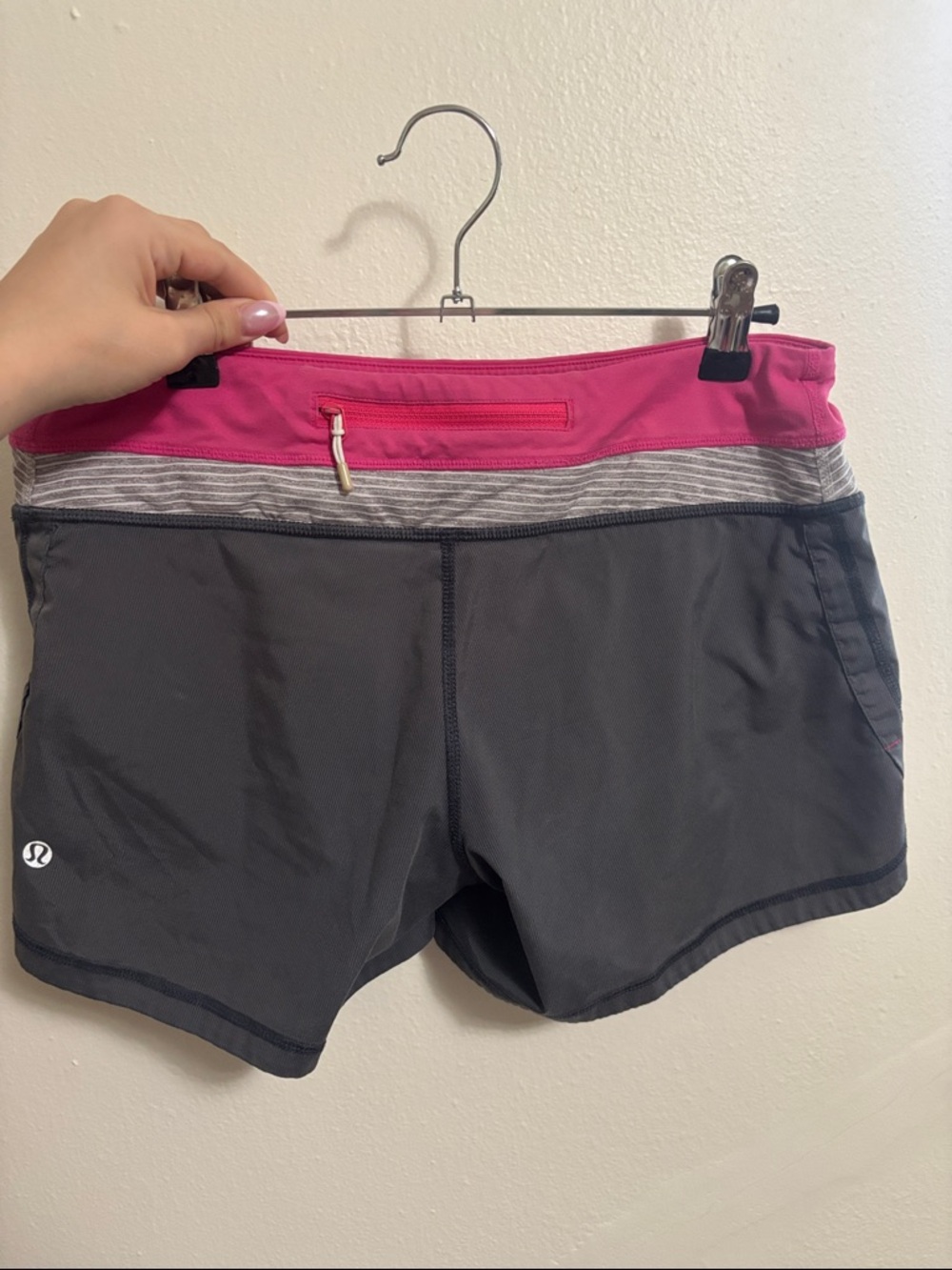 lululemon athletica Charcoal Shorts with Pink Waistband